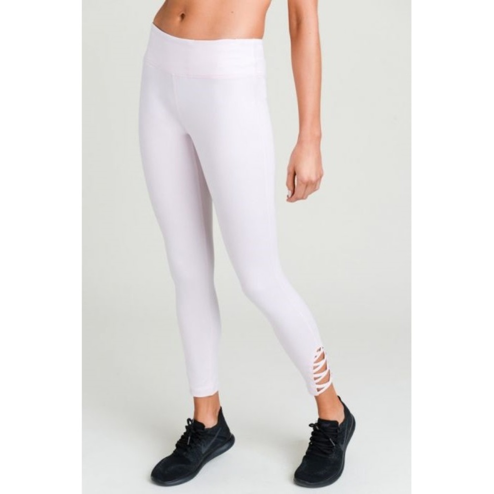 Pink Lattice Strap Full Leggings